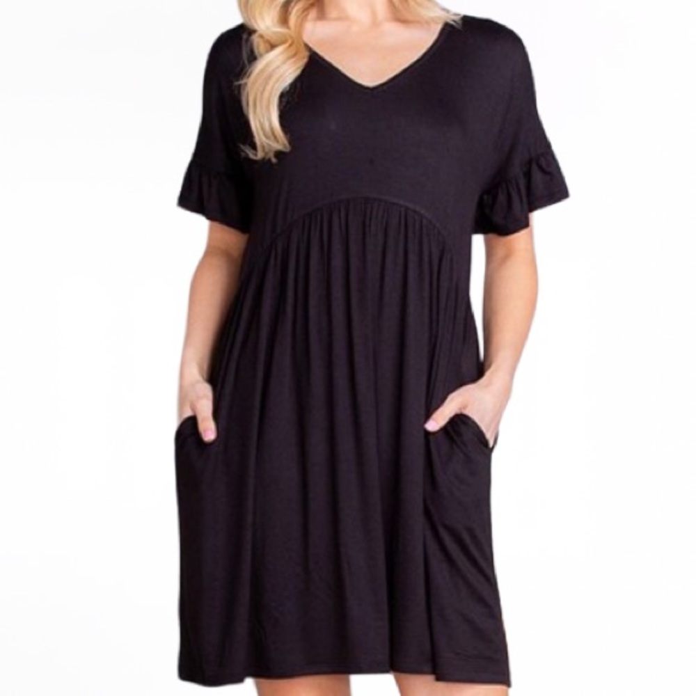 FINAL CALL🚨💥Heimish V-Neck Flounce Sleeve Mini Dress with Pockets